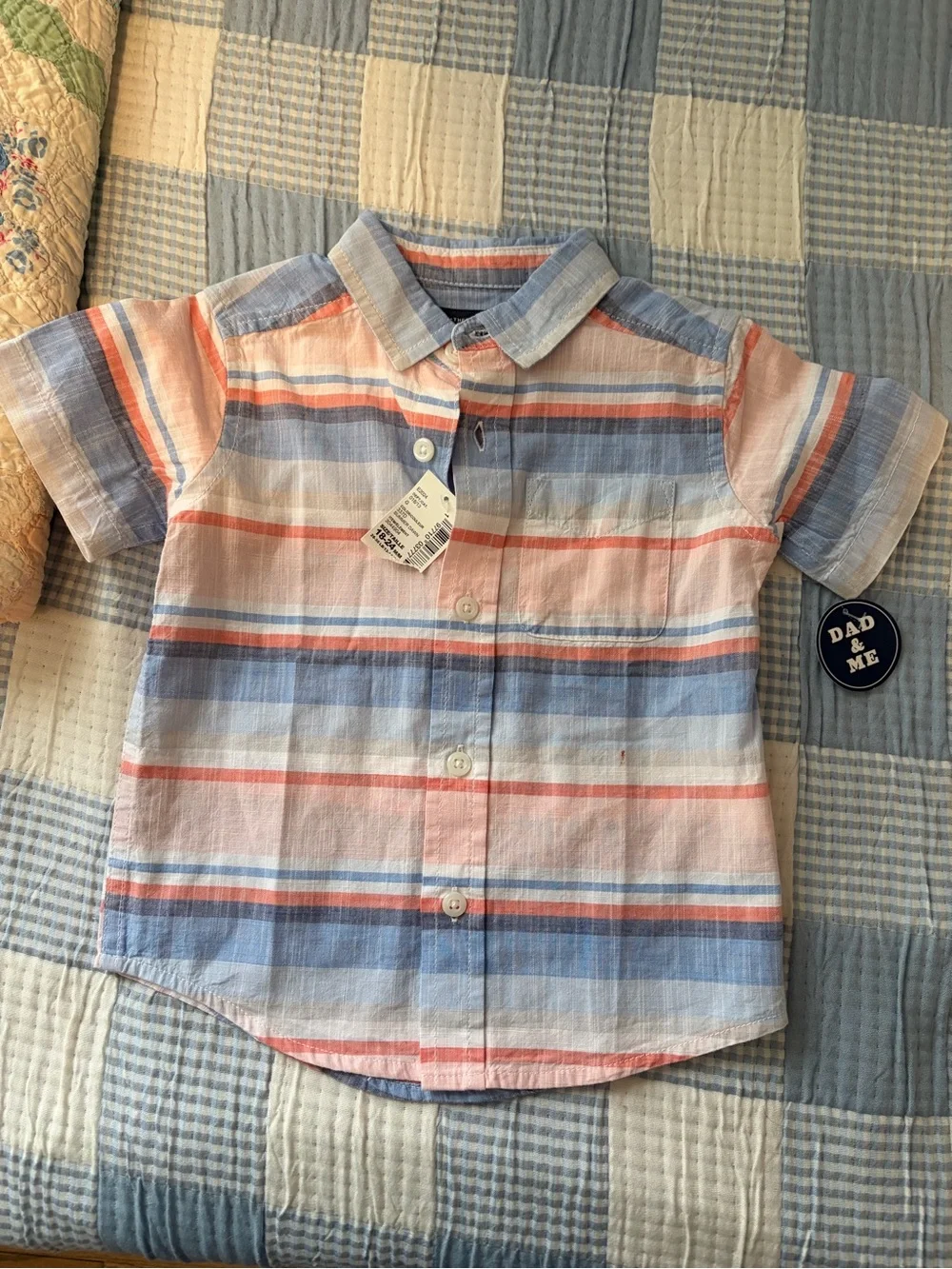The Children's Place Blue, Pink & Coral Striped Button-Down Shirt
